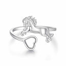 925 Sterling Silver + Plated White Gold Horse Ring