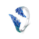 925 Sterling Silver Enamel Ring Size 9.0 for Women