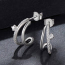 925 Sterling Silver Moissanite Earrings for Women - 1.4x0.5cm, Pavé Setting