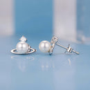 925 Sterling Silver Earrings with White Gold Plating and Shell Pearl