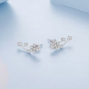 925 Sterling Silver & Brass White Gold Plated Earrings with CZ for Women