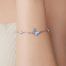 925 Sterling Silver White Gold Plated Bracelet with Enamel and CZ - 15+6cm Length