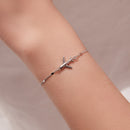 925 Sterling Silver White Gold Plated 16+5cm Bracelet with CZ Pendant for Women