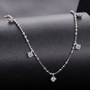 925 Sterling Silver 0.10ct Moissanite Necklace in White Gold, 40+5cm Chain for Women