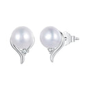 925 Sterling Silver Pavé Setting CZ & Natural Fresh Water Earrings for Women - 10*7mm