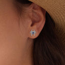 925 Sterling Silver Earrings with Pavé Setting CZ, Size 13*12mm