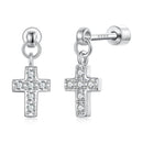 925 Sterling Silver White Gold Plated Pavé Setting CZ Earrings for Women