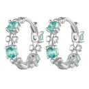 925 Sterling Silver Earrings with Transparent Glass in Size 14mm for Women