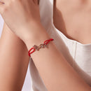 925 Sterling Silver White Gold Plated Adjustable Bracelet with Cotton Cord for Women