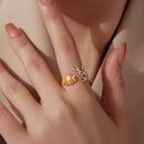 925 Sterling Silver Enamel Gold-Plated Ring for Women