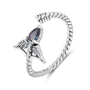 925 Sterling Silver Oxidized Glass Ring