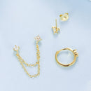 925 Sterling Silver Mini Stud Earrings with Gold Plating and CZ