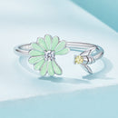 925 Sterling Silver Enamel CZ Plated Platinum Ring