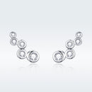925 Sterling Silver Earrings with Pavé Setting CZ, 0.5x1.2 cm for Women