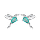 925 Sterling Silver Transparent Glass Earrings with CZ for Women