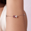 925 Sterling Silver Enamel Charm Bracelet with Pavé CZ, 15+6cm for Women