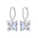 925 Sterling Silver Earrings with Pavé Setting CZ and Transparent Glass for Women