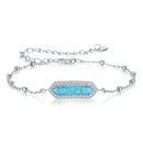 925 Sterling Silver White Gold Plated Bracelets with Synthetic Turquoise for Women