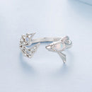 925 Sterling Silver White Gold Plated Nano Opal Ring with CZ for Women