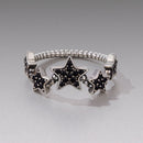 925 Sterling Silver Oxidized Rings with Pavé Setting CZ, Size 6.0 for Women