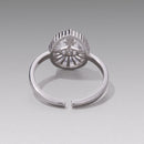 925 Sterling Silver Ring with Transparent Glass & Nano Opal, Width 0.18cm, Style E, for Women