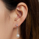 925 Sterling Silver Earrings with Pavé Setting CZ & Quality Shell Pearl