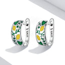 925 Sterling Silver Earrings for Women - Enamel Process - Oxidized Silver - 1.4x0.6 cm