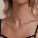 925 Sterling Silver Plated White Gold Pendant Necklace with CZ Charm for Women 38+6cm