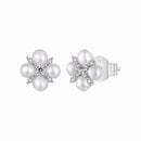 925 Sterling Silver 0.05ct Moissanite & Freshwater Pearl Earrings for Women