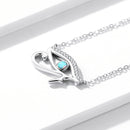 925 Sterling Silver Opal Necklace with CZ and Platinum Plating, Adjustable Length 45cm, Women’s Jewelry