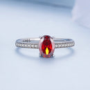 925 Sterling Silver Pavé Setting CZ Synthetic Garnet Ring for Women