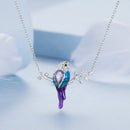 925 Sterling Silver Plated Platinum Pendant Necklace with Enamel and CZ for Women