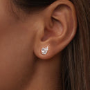 925 Sterling Silver Earrings with Pavé Setting CZ in Oxidized Silver - 1.0*0.7cm