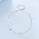 925 Sterling Silver Plated White Gold 17+3.5cm Heart-Shaped Bracelet for Women