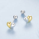 925 Sterling Silver & Plated Gold Earrings for Women - 0.5*0.6cm
