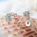 925 Sterling Silver Earrings with Transparent Glass and White Gold Plating for Women