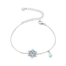 925 Sterling Silver Plated Platinum Bracelets with Ice Flower Zirconia for Women