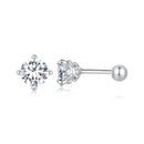925 Sterling Silver 5mm Moissanite Earrings with White Gold Plating for Women