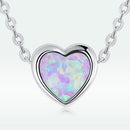 925 Sterling Silver and Platinum Plated Translucent Opal Necklace, 43.5cm Adjustable Chain, for Women