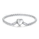 925 Sterling Silver Bracelet 17cm Heart-shaped 1.0cm for Women