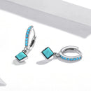 S925 Sterling Silver Turquoise Earrings - 2.1*0.7cm for Women
