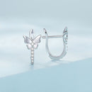 S925 Sterling Silver Small Platinum Plated Earrings with Pavé Setting CZ