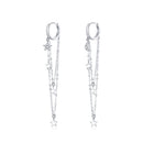 925 Sterling Silver Earrings with Plated Platinum and Pavé Setting CZ, Size 6.5cm