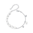 925 Sterling Silver 15+6cm White Gold Plated Bracelet with Quality Shell Pearl & CZ for Women