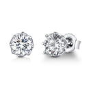 925 Sterling Silver Plated Platinum 0.6cm CZ Earrings