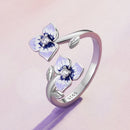 S925 Sterling Silver Enamel CZ Pavé Setting Ring for Women