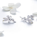 925 Sterling Silver Stud Earrings with CZ, 1.2 x 1.5cm & 1.5 x 0.9cm, Women