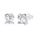 925 Sterling Silver White Gold Plated 0.7x0.7cm Pavé CZ Earrings for Women