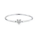 925 Sterling Silver White Gold Plated CZ Bracelet for Women - Size 17.0
