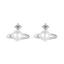925 Sterling Silver Earrings with White Gold Plating and Shell Pearl